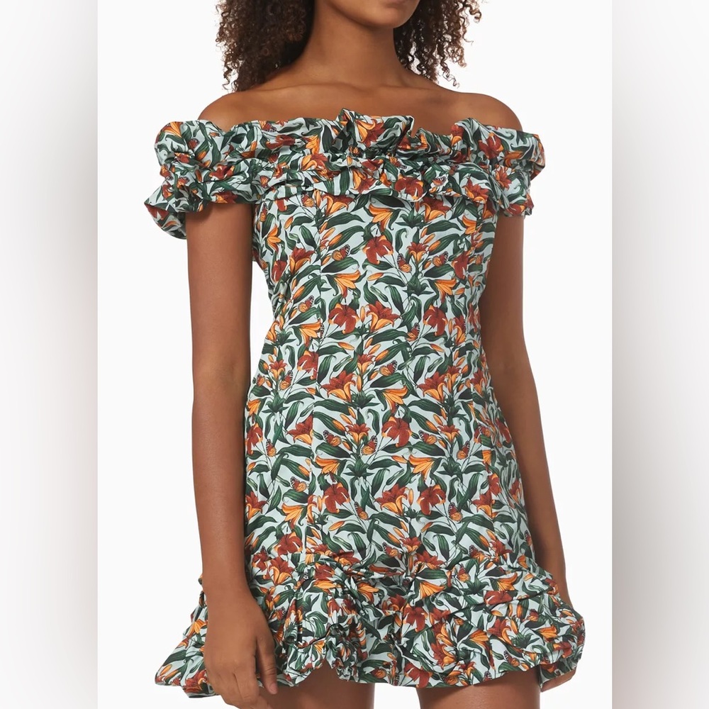 NWT Agua Bendita Jardin Off the shoulder Floral Mini dress
